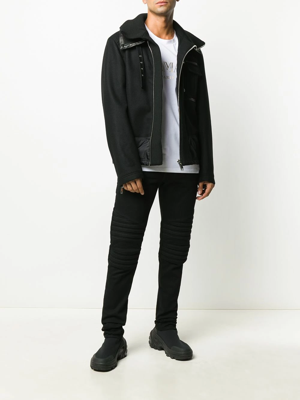 Les Hommes Panelled high neck jacket bomber jackets of men 2 Les Hommes panelled high-neck jacket