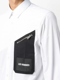 Les Hommes logo patch button-up shirt