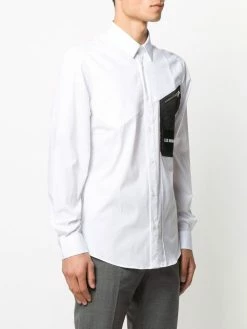 Les Hommes logo patch button-up shirt