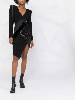 Les Hommes asymmetric contrast-panel dress