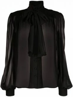 Les Hommes pussy-bow neck silk blouse