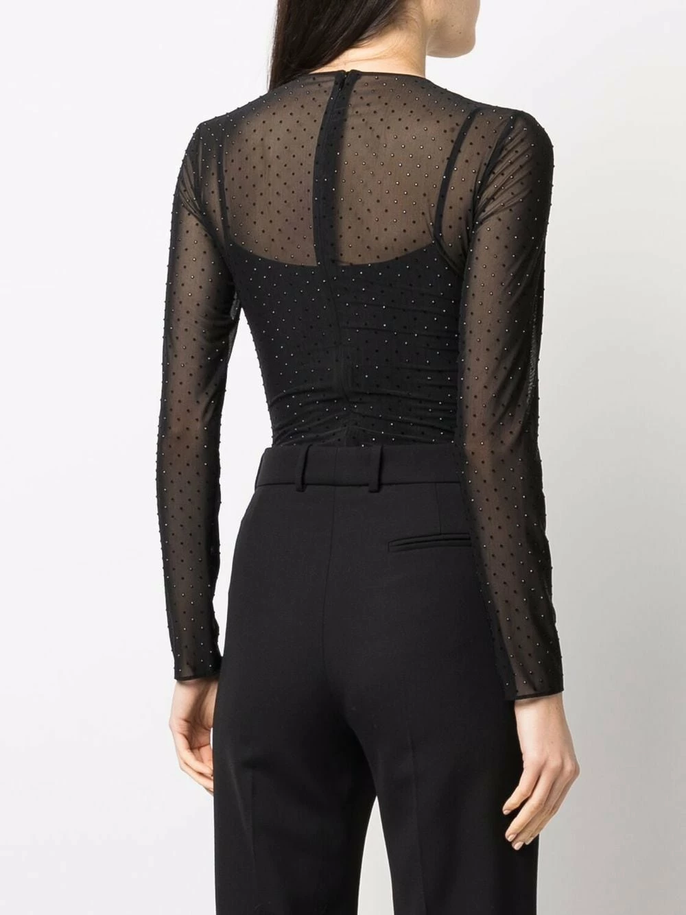 Les Hommes Swarovski crystal embellished sheer body blouses of women 4 Les Hommes Swarovski crystal-embellished sheer body