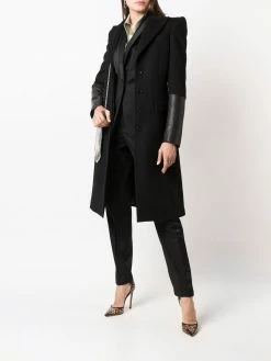 Les Hommes Leather cuff tailored coat double breasted & peacoats of women 6 Les Hommes leather-cuff tailored coat