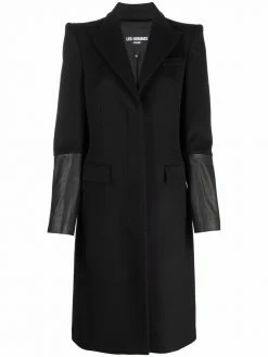 Les Hommes leather-cuff tailored coat