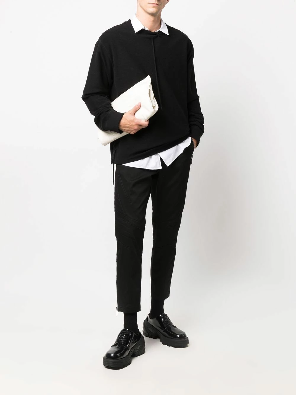 Les Hommes Ribbed panel straight leg trousers regular-fit & straight leg pants of men 2 Les Hommes ribbed-panel straight-leg trousers