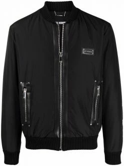 Les Hommes logo plaque bomber jacket