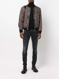 Les Hommes jacquard logo bomber jacket