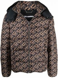 Les Hommes logo print padded jacket