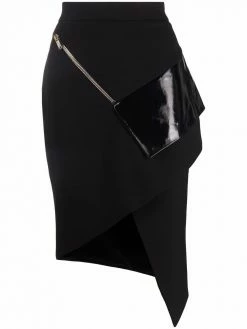 Les Hommes asymmetric panel detail skirt