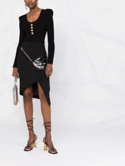 Les Hommes asymmetric panel detail skirt