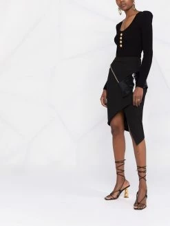 Les Hommes asymmetric panel detail skirt