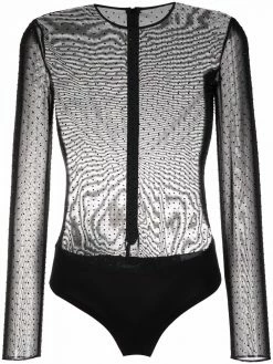 Les Hommes rhinestone-embellished sheer bodysuit