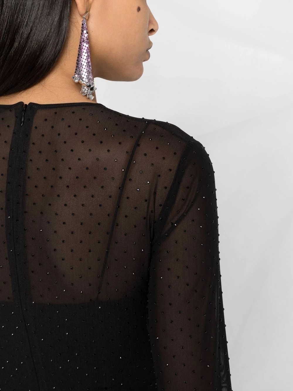 Les Hommes Rhinestone embellished sheer bodysuit t-shirts & jersey shirts of women 3 Les Hommes rhinestone-embellished sheer bodysuit