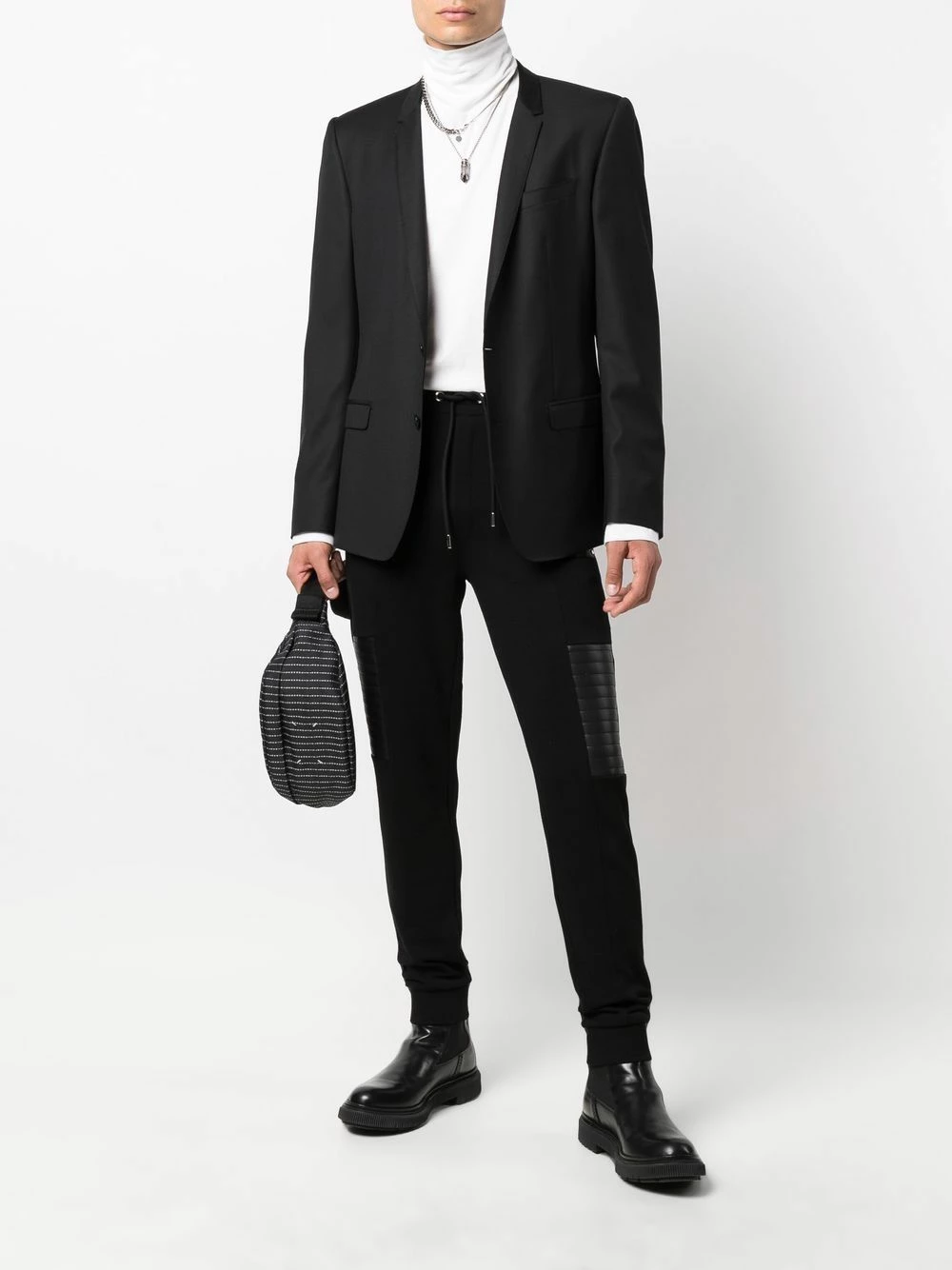 Les Hommes Quilted panel logo patch track pants sweatpants of men 2 Les Hommes quilted-panel logo-patch track pants