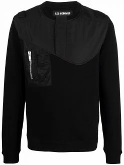Les Hommes zip-detail panelled sweatshirt