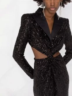 Les Hommes Sequinned high slit gown