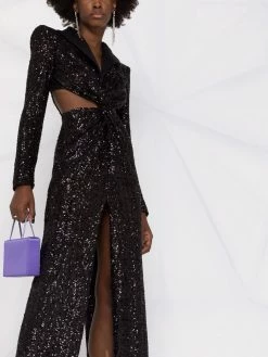 Les Hommes Sequinned high slit gown
