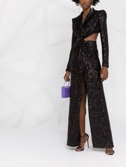 Les Hommes Sequinned high slit gown
