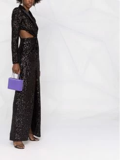 Les Hommes Sequinned high slit gown