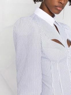 Les Hommes cut-out detail pinstriped blouse