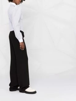 Les Hommes cut-out detail pinstriped blouse