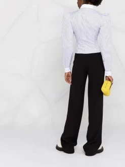 Les Hommes cut-out detail pinstriped blouse