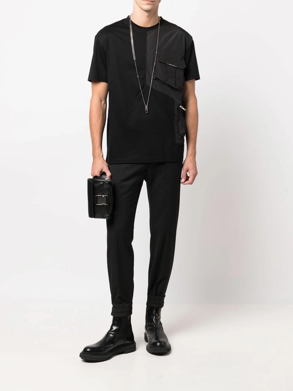 Les Hommes Panelled jersey T shirt t-shirts of men 2 Les Hommes panelled jersey T-shirt