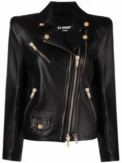 Les Hommes multi-zip leather biker jacket