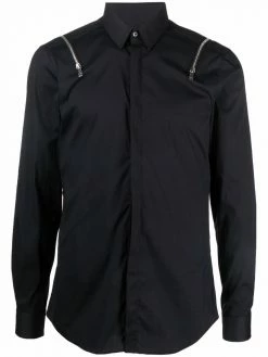 Les Hommes zip-detail long-sleeved shirt