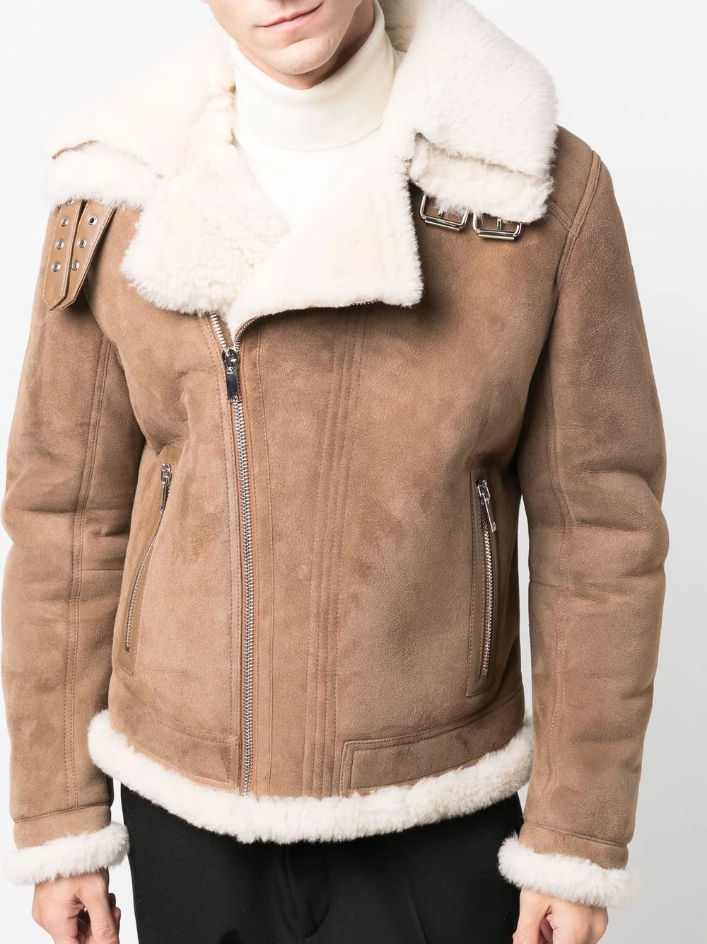 Les Hommes Faux shearling trim leather jacket leather jackets of men 5 Les Hommes faux-shearling trim leather jacket