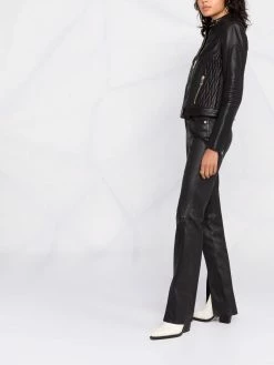 Les Hommes leather quilted biker jacket