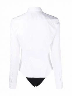 Les Hommes cotton-poplin shirt bodysuit