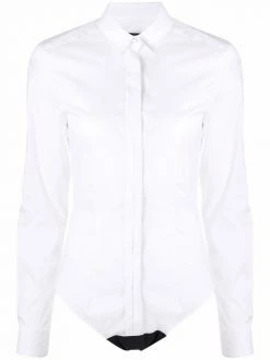 Les Hommes cotton-poplin shirt bodysuit