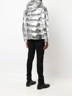 Les Hommes metallic feather down jacket