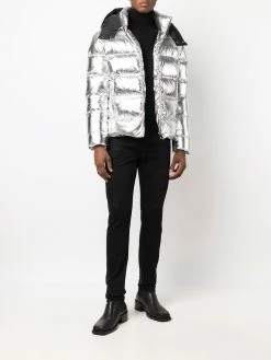 Les Hommes metallic feather down jacket