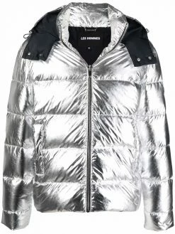 Les Hommes metallic feather down jacket