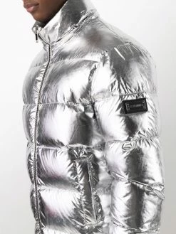 Les Hommes metallic feather down jacket