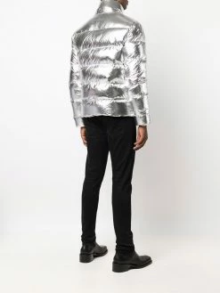 Les Hommes metallic feather down jacket