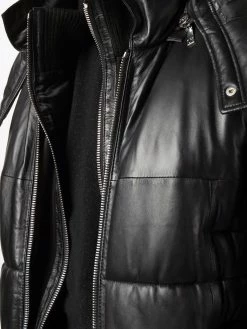 Les Hommes leather-panel padded jacket