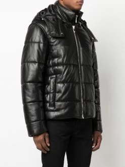 Les Hommes leather-panel padded jacket