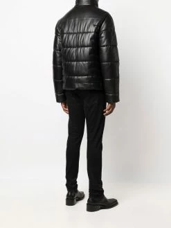 Les Hommes leather-panel padded jacket