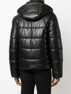 Les Hommes leather-panel padded jacket