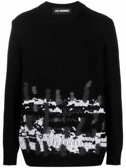 Les Hommes abstract-knit wool jumper