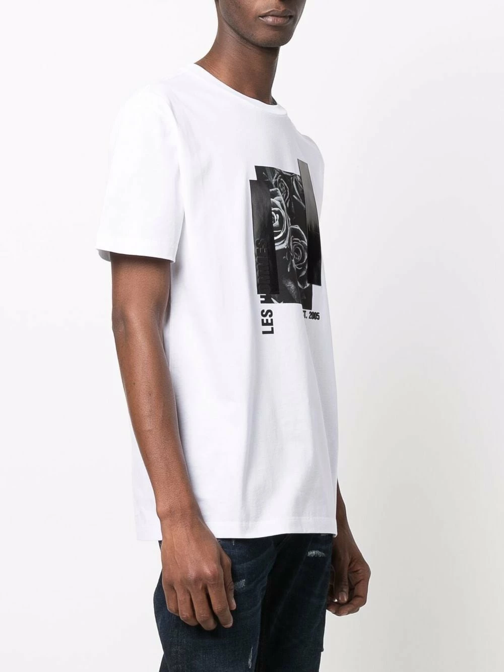 Les Hommes Rose print logo T shirt t-shirts of men 3 Les Hommes rose-print logo T-shirt