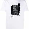 Les Hommes rose-print logo T-shirt
