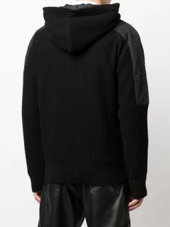 Les Hommes logo-plaque panelled hoodie