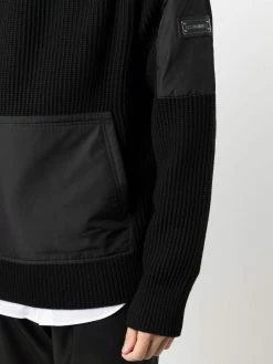 Les Hommes logo-plaque panelled hoodie