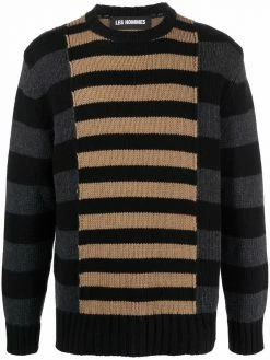 Les Hommes contrast-panel striped jumper