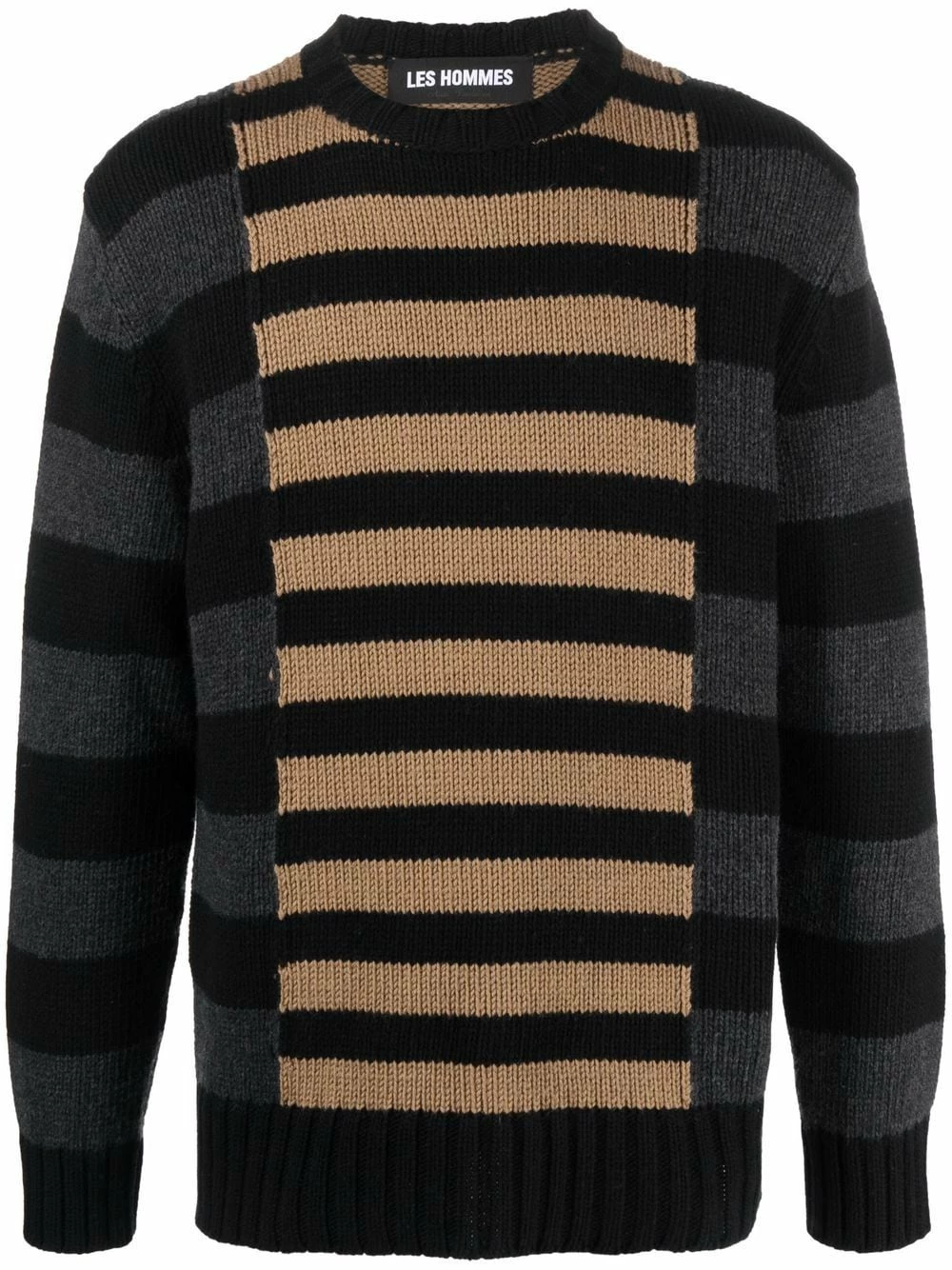 Les Hommes Contrast panel striped jumper knitted sweaters of men 1 Les Hommes contrast-panel striped jumper