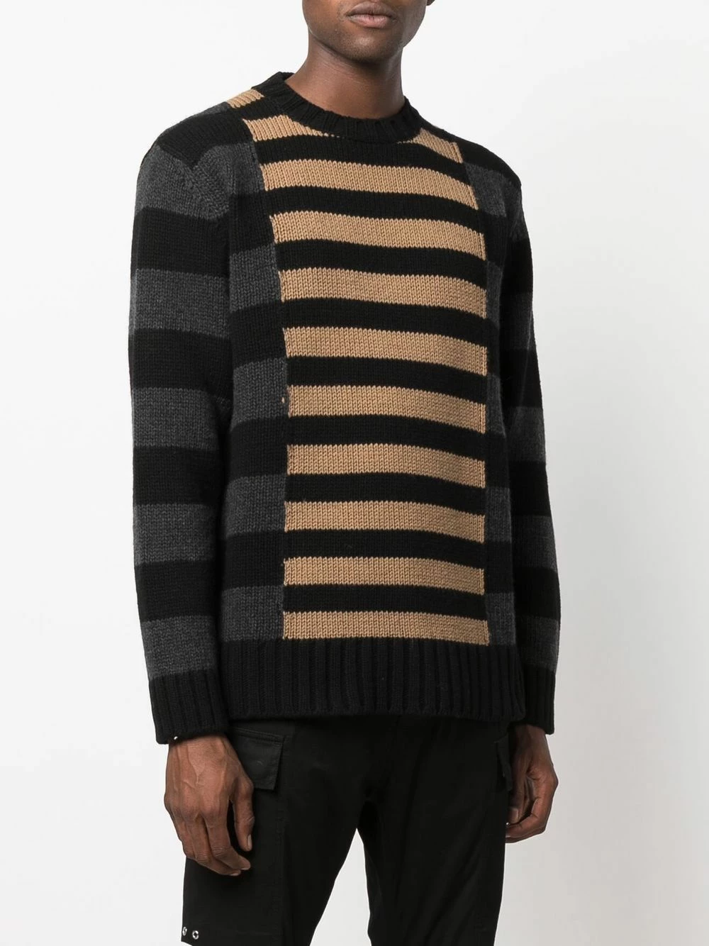 Les Hommes Contrast panel striped jumper knitted sweaters of men 3 Les Hommes contrast-panel striped jumper